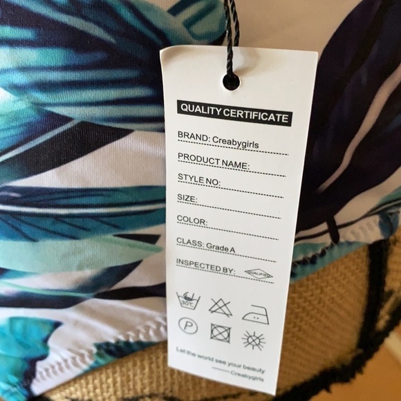 Off Shoulder Ruffle Top 2pc Swimwear White Top Print High Waist Bottom X-LARGE - Picture 4 of 11